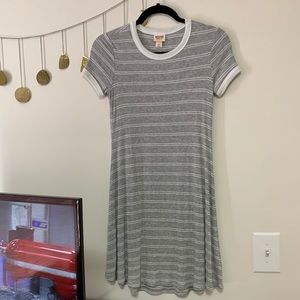 Grey and white striped t-shirt dress